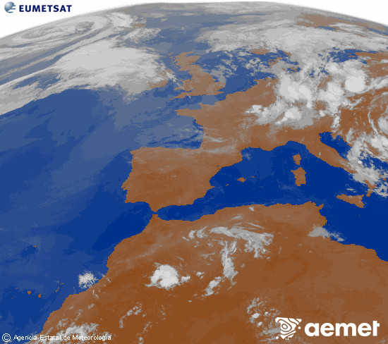 Imagen de la zona de Europa y Norte de �frica del canal infrarrojo del sat�lite Meteosat operacional en 0�N 0�W, procesada para darle color.&nbsp;Wednesday, 1 July  2026 06:00