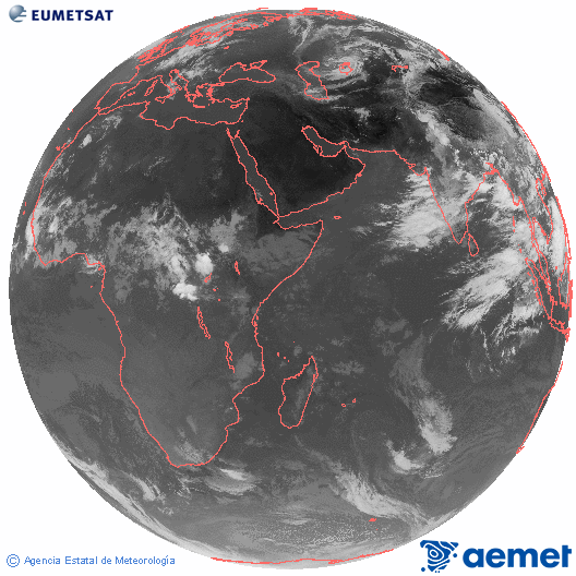 Oc�ano �ndico. Imagen global del canal infrarrojo (10.8&mu;m) de Meteosat, perteneciente a la serie MSG (Meteosat Segunda Generaci�n) y situado en 41.5° E.&nbsp;asteazkena, 2026ko uztailak 01, ordua: 08:00