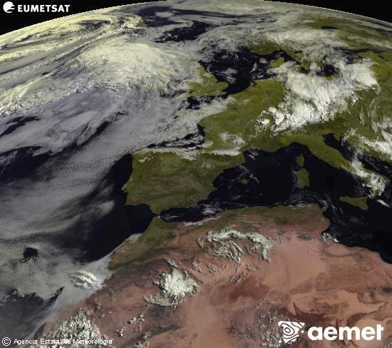 Esta imaxe x�rase utilizando informaci�n das canles visibles do sat�lite METEOSAT pertencente � segunda xeraci�n de sat�lites  Meteosat (MSX). Por ese motivo, s� hai informaci�n na zona iluminada polo sol. Ademais, as canles foron normalizadas para que o brillo non dependa da posici�n do sol.&nbsp;m�rcores, 1 xullo  2026 09:00