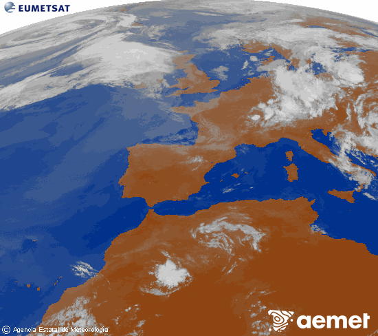 Imagen de la zona de Europa y Norte de �frica del canal infrarrojo del sat�lite Meteosat operacional en 0�N 0�W, procesada para darle color.&nbsp;dimecres, 1 de juliol  2026 09:00
