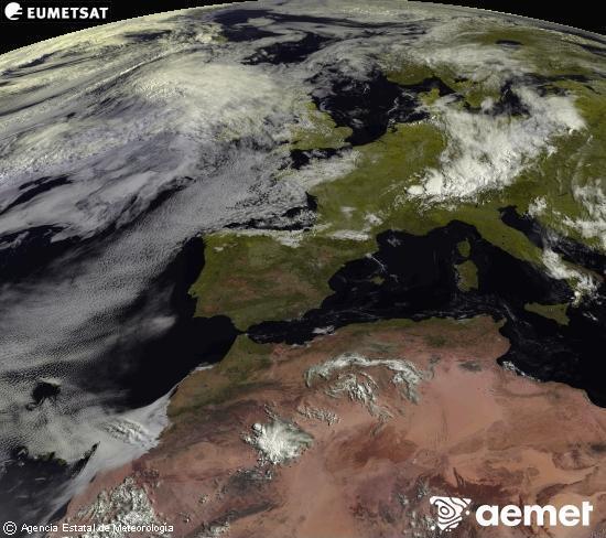 Esta imaxe x�rase utilizando informaci�n das canles visibles do sat�lite METEOSAT pertencente � segunda xeraci�n de sat�lites  Meteosat (MSX). Por ese motivo, s� hai informaci�n na zona iluminada polo sol. Ademais, as canles foron normalizadas para que o brillo non dependa da posici�n do sol.&nbsp;m�rcores, 1 xullo  2026 10:00