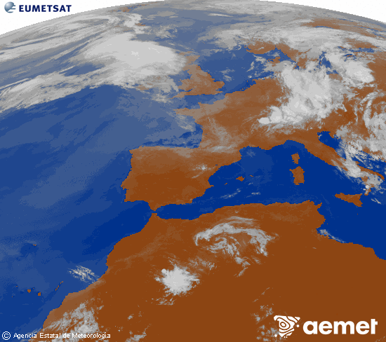 Imagen de la zona de Europa y Norte de �frica del canal infrarrojo del sat�lite Meteosat operacional en 0�N 0�W, procesada para darle color.&nbsp;dimecres, 1 de juliol  2026 10:00