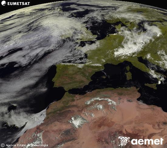 Esta imaxe x�rase utilizando informaci�n das canles visibles do sat�lite METEOSAT pertencente � segunda xeraci�n de sat�lites  Meteosat (MSX). Por ese motivo, s� hai informaci�n na zona iluminada polo sol. Ademais, as canles foron normalizadas para que o brillo non dependa da posici�n do sol.&nbsp;m�rcores, 1 xullo  2026 11:00