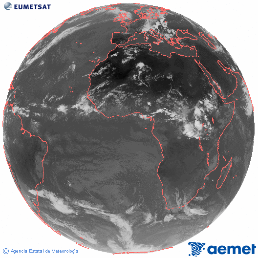 Imagen global del canal infrarrojo (10.8 &mu;m) del sat�lite Meteosat, perteneciente a la serie MSG (Meteosat Segunda Generaci�n) y situado en 0�N 0�E.&nbsp;asteazkena, 2026ko uztailak 01, ordua: 17:00