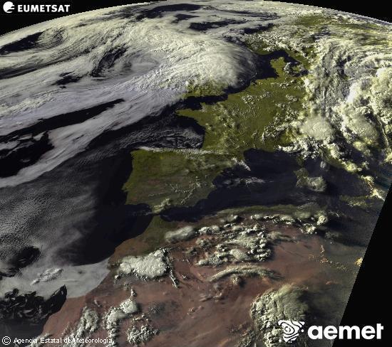 Esta imagen se genera utilizando informaci�n de los canales visibles del sat�lite METEOSAT perteneciente a la segunda generaci�n de sat�lites Meteosat (MSG). Por ese motivo, s�lo hay informaci�n en la zona iluminada por el sol. Adem�s, los canales han sido normalizados para que el brillo no dependa de la posici�n del sol.&nbsp;dimecres, 1 de juliol  2026 20:00