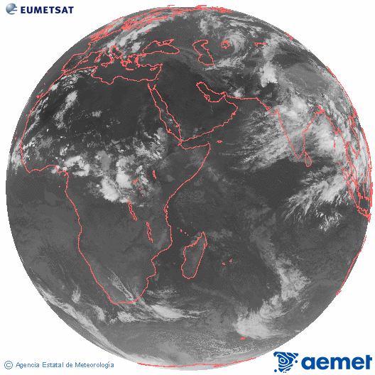 Oc�ano �ndico. Imagen global del canal infrarrojo (10.8&mu;m) de Meteosat, perteneciente a la serie MSG (Meteosat Segunda Generaci�n) y situado en 41.5° E.&nbsp;asteazkena, 2026ko uztailak 01, ordua: 20:00