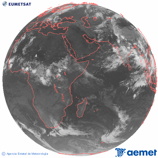 Oc�ano �ndico. Imaxe global da canle infravermella (10.8&mu;m) de Meteosat, pertencente � serie MSX (Meteosat Segunda Xeraci�n) e situado en 41.5°E.&nbsp;xoves, 2 xullo  2026 02:00