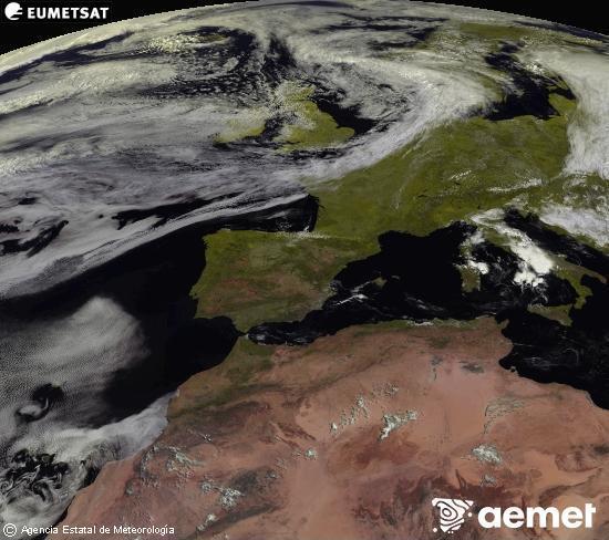 Esta imaxe x�rase utilizando informaci�n das canles visibles do sat�lite METEOSAT pertencente � segunda xeraci�n de sat�lites  Meteosat (MSX). Por ese motivo, s� hai informaci�n na zona iluminada polo sol. Ademais, as canles foron normalizadas para que o brillo non dependa da posici�n do sol.&nbsp;xoves, 2 xullo  2026 11:00