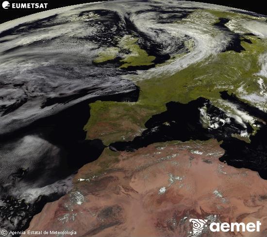 Esta imaxe x�rase utilizando informaci�n das canles visibles do sat�lite METEOSAT pertencente � segunda xeraci�n de sat�lites  Meteosat (MSX). Por ese motivo, s� hai informaci�n na zona iluminada polo sol. Ademais, as canles foron normalizadas para que o brillo non dependa da posici�n do sol.&nbsp;xoves, 2 xullo  2026 15:00