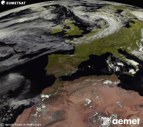 Esta imaxe x�rase utilizando informaci�n das canles visibles do sat�lite METEOSAT pertencente � segunda xeraci�n de sat�lites  Meteosat (MSX). Por ese motivo, s� hai informaci�n na zona iluminada polo sol. Ademais, as canles foron normalizadas para que o brillo non dependa da posici�n do sol.&nbsp;xoves, 2 xullo  2026 17:00