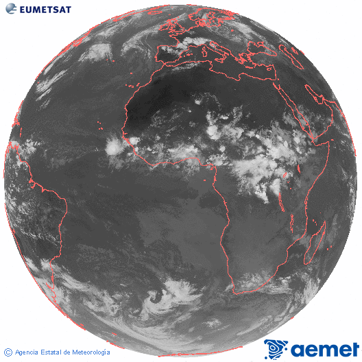 Imagen global del canal infrarrojo (10.8 &mu;m) del sat�lite Meteosat, perteneciente a la serie MSG (Meteosat Segunda Generaci�n) y situado en 0�N 0�E.&nbsp;ostirala, 2026ko uztailak 10, ordua: 20:00