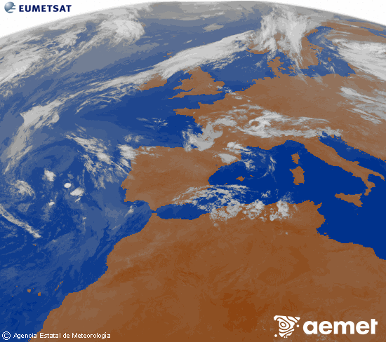 Imagen de la zona de Europa y Norte de �frica del canal infrarrojo del sat�lite Meteosat operacional en 0�N 0�W, procesada para darle color.&nbsp;larunbata, 2026ko uztailak 11, ordua: 05:00