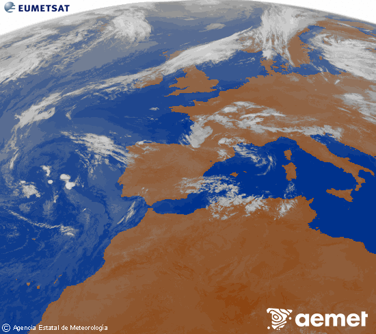Imagen de la zona de Europa y Norte de �frica del canal infrarrojo del sat�lite Meteosat operacional en 0�N 0�W, procesada para darle color.&nbsp;Saturday, 11 July  2026 07:00