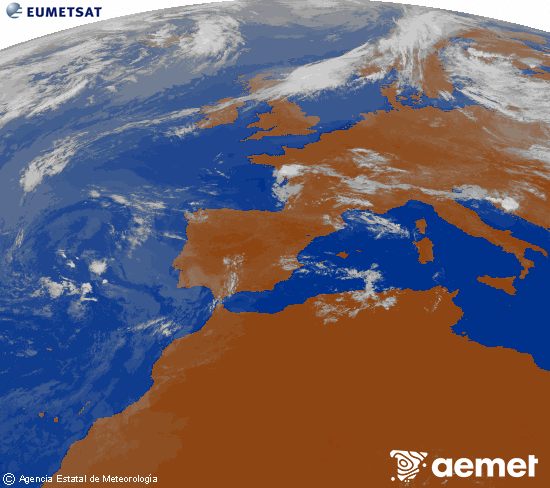 Imagen de la zona de Europa y Norte de �frica del canal infrarrojo del sat�lite Meteosat operacional en 0�N 0�W, procesada para darle color.&nbsp;s�bado, 11 julio 2026 a las 10:00