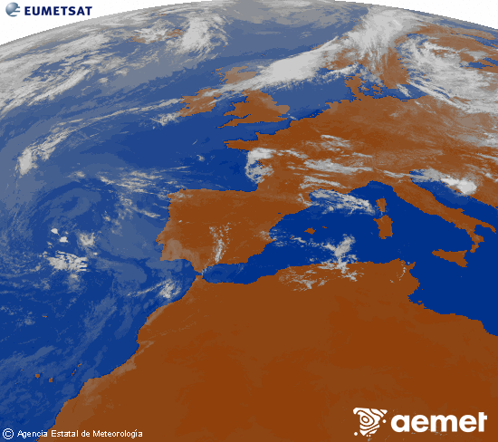 Imagen de la zona de Europa y Norte de �frica del canal infrarrojo del sat�lite Meteosat operacional en 0�N 0�W, procesada para darle color.&nbsp;s�bado, 11 julio 2026 a las 11:00