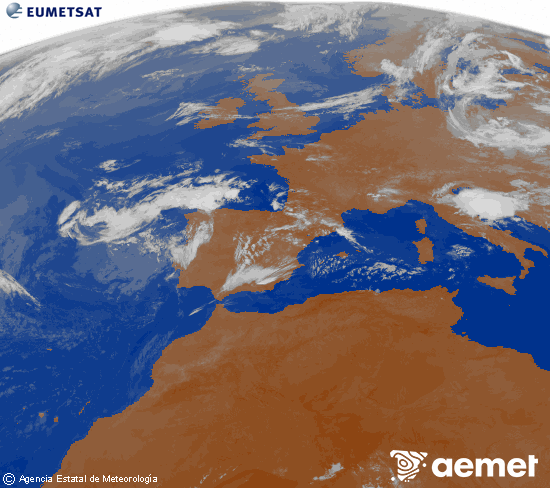 Imagen de la zona de Europa y Norte de �frica del canal infrarrojo del sat�lite Meteosat operacional en 0�N 0�W, procesada para darle color.&nbsp;igandea, 2026ko uztailak 12, ordua: 04:00