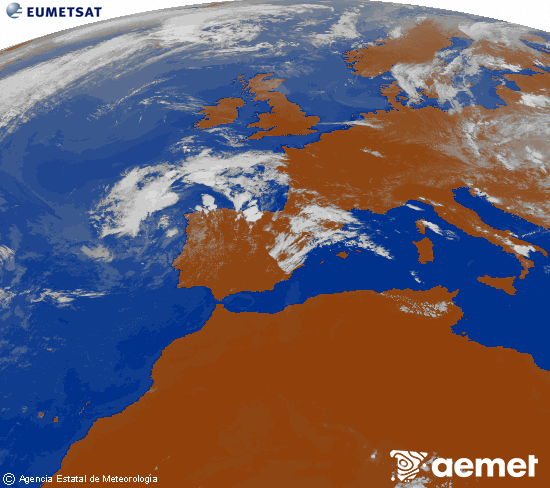 Imagen de la zona de Europa y Norte de �frica del canal infrarrojo del sat�lite Meteosat operacional en 0�N 0�W, procesada para darle color.&nbsp;dimanche, 12 juillet  2026 17:00
