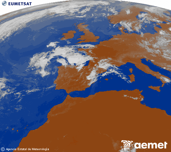 Imagen de la zona de Europa y Norte de �frica del canal infrarrojo del sat�lite Meteosat operacional en 0�N 0�W, procesada para darle color.&nbsp;dimanche, 12 juillet  2026 20:00