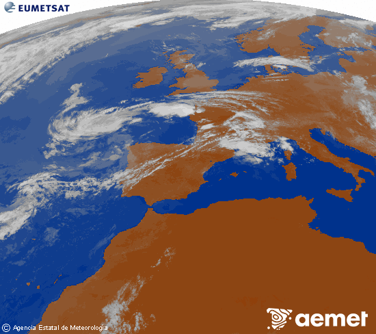 Imagen de la zona de Europa y Norte de �frica del canal infrarrojo del sat�lite Meteosat operacional en 0�N 0�W, procesada para darle color.&nbsp;Monday, 13 July  2026 10:00