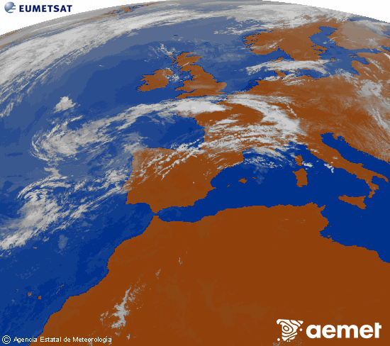 Imagen de la zona de Europa y Norte de �frica del canal infrarrojo del sat�lite Meteosat operacional en 0�N 0�W, procesada para darle color.&nbsp;astelehena, 2026ko uztailak 13, ordua: 14:00