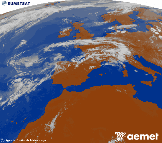 Imagen de la zona de Europa y Norte de �frica del canal infrarrojo del sat�lite Meteosat operacional en 0�N 0�W, procesada para darle color.&nbsp;astelehena, 2026ko uztailak 13, ordua: 17:00