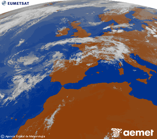 Imagen de la zona de Europa y Norte de �frica del canal infrarrojo del sat�lite Meteosat operacional en 0�N 0�W, procesada para darle color.&nbsp;astelehena, 2026ko uztailak 13, ordua: 18:00