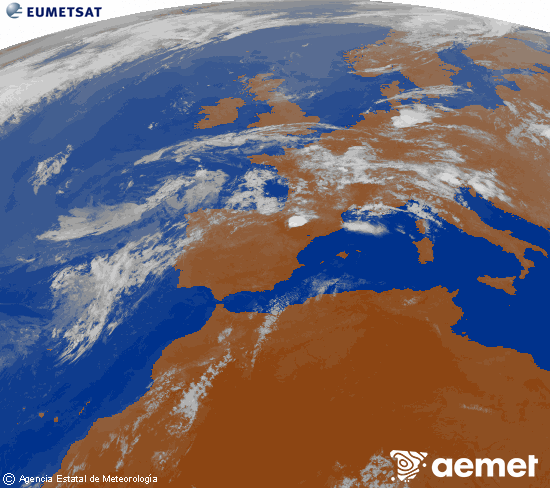 Imagen de la zona de Europa y Norte de �frica del canal infrarrojo del sat�lite Meteosat operacional en 0�N 0�W, procesada para darle color.&nbsp;astelehena, 2026ko uztailak 13, ordua: 23:00