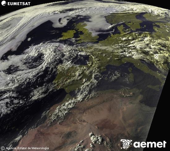 Esta imagen se genera utilizando informaci�n de los canales visibles del sat�lite METEOSAT perteneciente a la segunda generaci�n de sat�lites Meteosat (MSG). Por ese motivo, s�lo hay informaci�n en la zona iluminada por el sol. Adem�s, los canales han sido normalizados para que el brillo no dependa de la posici�n del sol.&nbsp;dimarts, 14 de juliol  2026 20:00