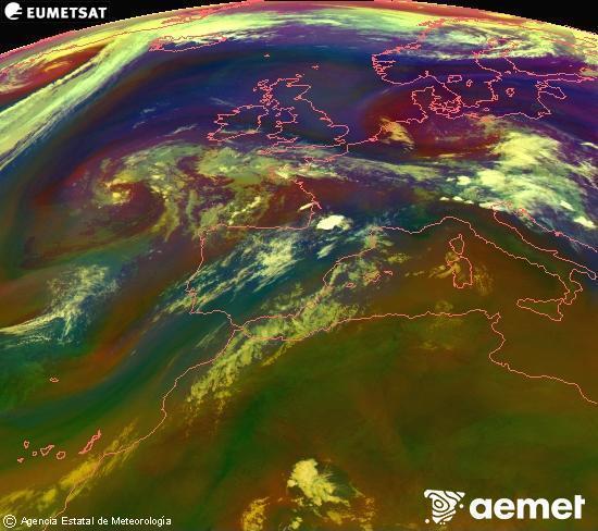 RGB-a Meteosat eragiketa-sateliteko hainbat kanal 0�W-a 0�N-ean, aire-masen eta hodeitzaren ezaugarrien erakusgarri izango dena.&nbsp;asteazkena, 2026ko uztailak 15, ordua: 00:00