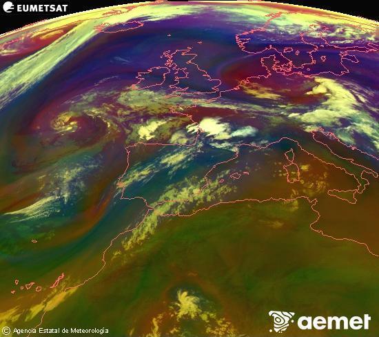 RGB-a Meteosat eragiketa-sateliteko hainbat kanal 0�W-a 0�N-ean, aire-masen eta hodeitzaren ezaugarrien erakusgarri izango dena.&nbsp;asteazkena, 2026ko uztailak 15, ordua: 03:00