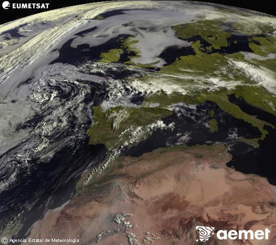 Esta imagen se genera utilizando informaci�n de los canales visibles del sat�lite METEOSAT perteneciente a la segunda generaci�n de sat�lites Meteosat (MSG). Por ese motivo, s�lo hay informaci�n en la zona iluminada por el sol. Adem�s, los canales han sido normalizados para que el brillo no dependa de la posici�n del sol.&nbsp;dimecres, 15 de juliol  2026 09:00