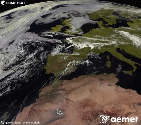 Esta imagen se genera utilizando informaci�n de los canales visibles del sat�lite METEOSAT perteneciente a la segunda generaci�n de sat�lites Meteosat (MSG). Por ese motivo, s�lo hay informaci�n en la zona iluminada por el sol. Adem�s, los canales han sido normalizados para que el brillo no dependa de la posici�n del sol.&nbsp;dimecres, 15 de juliol  2026 11:00