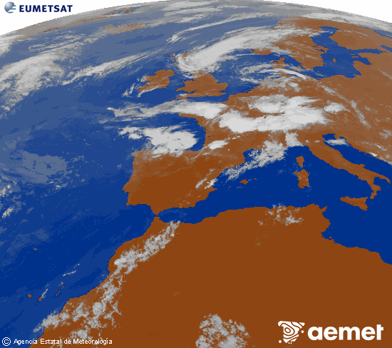 Imagen de la zona de Europa y Norte de �frica del canal infrarrojo del sat�lite Meteosat operacional en 0�N 0�W, procesada para darle color.&nbsp;Thursday, 16 July  2026 20:00