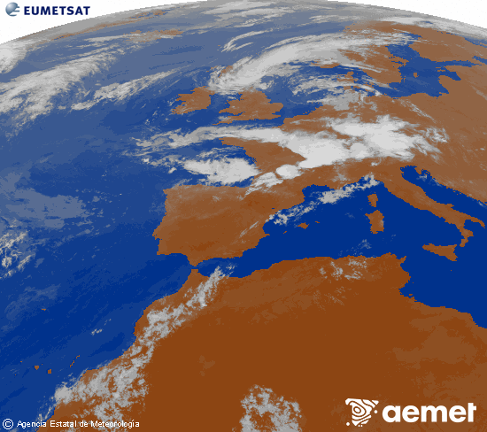Imagen de la zona de Europa y Norte de �frica del canal infrarrojo del sat�lite Meteosat operacional en 0�N 0�W, procesada para darle color.&nbsp;osteguna, 2026ko uztailak 16, ordua: 22:00