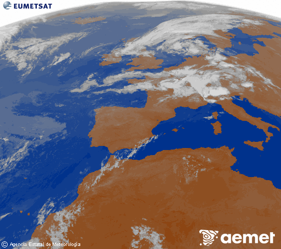 Imagen de la zona de Europa y Norte de �frica del canal infrarrojo del sat�lite Meteosat operacional en 0�N 0�W, procesada para darle color.&nbsp;divendres, 17 de juliol  2026 05:00