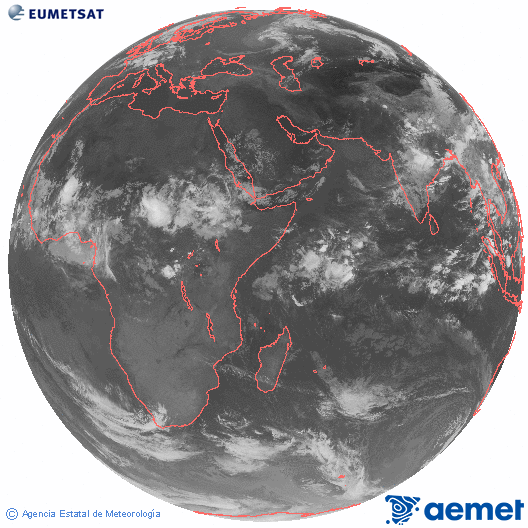 Oc�ano �ndico. Imaxe global da canle infravermella (10.8&mu;m) de Meteosat, pertencente � serie MSX (Meteosat Segunda Xeraci�n) e situado en 41.5°E.&nbsp;venres, 17 xullo  2026 05:00