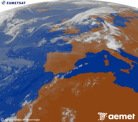 Imagen de la zona de Europa y Norte de �frica del canal infrarrojo del sat�lite Meteosat operacional en 0�N 0�W, procesada para darle color.&nbsp;ostirala, 2026ko uztailak 17, ordua: 09:00