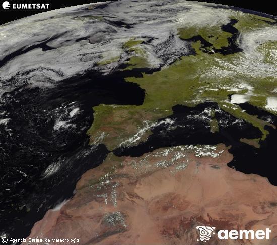 Esta imagen se genera utilizando informaci�n de los canales visibles del sat�lite METEOSAT perteneciente a la segunda generaci�n de sat�lites Meteosat (MSG). Por ese motivo, s�lo hay informaci�n en la zona iluminada por el sol. Adem�s, los canales han sido normalizados para que el brillo no dependa de la posici�n del sol.&nbsp;mardi, 21 juillet  2026 14:00
