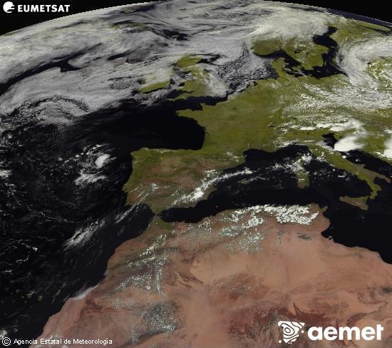 Esta imagen se genera utilizando informaci�n de los canales visibles del sat�lite METEOSAT perteneciente a la segunda generaci�n de sat�lites Meteosat (MSG). Por ese motivo, s�lo hay informaci�n en la zona iluminada por el sol. Adem�s, los canales han sido normalizados para que el brillo no dependa de la posici�n del sol.&nbsp;mardi, 21 juillet  2026 15:00