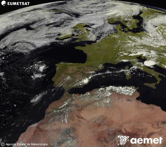 Esta imagen se genera utilizando informaci�n de los canales visibles del sat�lite METEOSAT perteneciente a la segunda generaci�n de sat�lites Meteosat (MSG). Por ese motivo, s�lo hay informaci�n en la zona iluminada por el sol. Adem�s, los canales han sido normalizados para que el brillo no dependa de la posici�n del sol.&nbsp;mardi, 21 juillet  2026 16:00