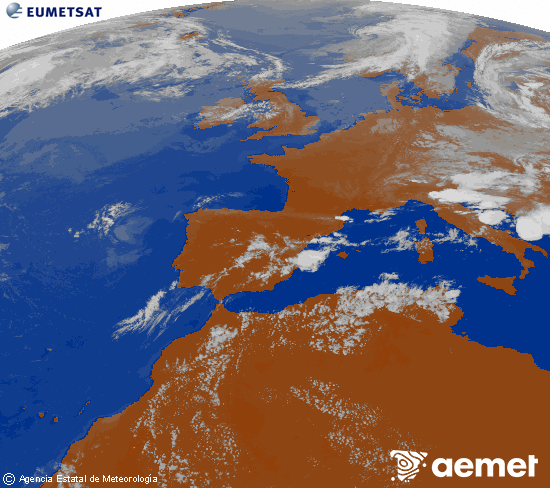 Imaxe da zona de Europa e Norte de �frica da canle infravermella do sat�lite Meteosat operacional en 0�N 0�W, procesada para darlle cor.&nbsp;martes, 21 xullo  2026 19:00