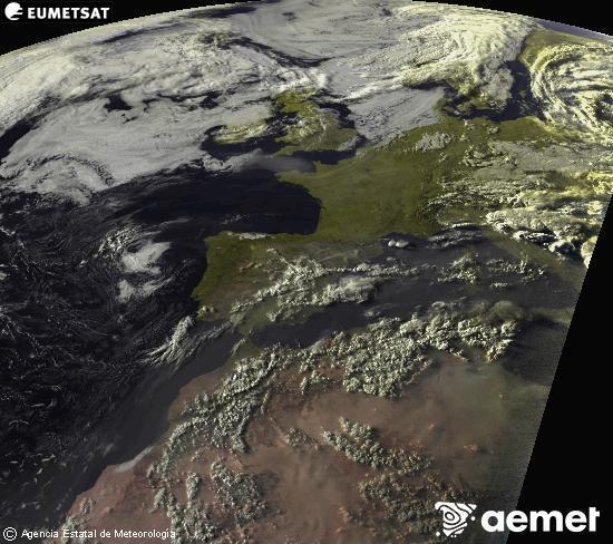 Esta imagen se genera utilizando informaci�n de los canales visibles del sat�lite METEOSAT perteneciente a la segunda generaci�n de sat�lites Meteosat (MSG). Por ese motivo, s�lo hay informaci�n en la zona iluminada por el sol. Adem�s, los canales han sido normalizados para que el brillo no dependa de la posici�n del sol.&nbsp;mardi, 21 juillet  2026 20:00