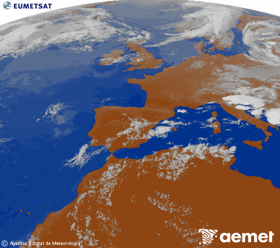 Imaxe da zona de Europa e Norte de �frica da canle infravermella do sat�lite Meteosat operacional en 0�N 0�W, procesada para darlle cor.&nbsp;martes, 21 xullo  2026 20:00