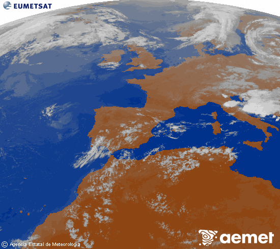 Imaxe da zona de Europa e Norte de �frica da canle infravermella do sat�lite Meteosat operacional en 0�N 0�W, procesada para darlle cor.&nbsp;martes, 21 xullo  2026 23:00