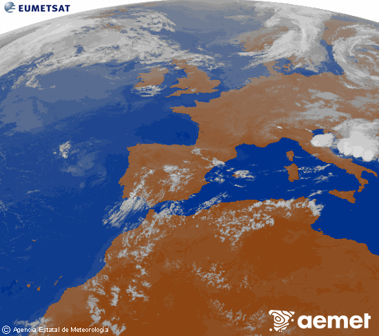 Imaxe da zona de Europa e Norte de �frica da canle infravermella do sat�lite Meteosat operacional en 0�N 0�W, procesada para darlle cor.&nbsp;m�rcores, 22 xullo  2026 00:00