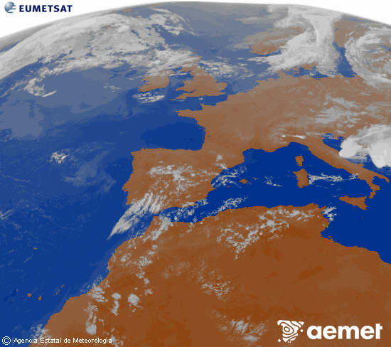 Imaxe da zona de Europa e Norte de �frica da canle infravermella do sat�lite Meteosat operacional en 0�N 0�W, procesada para darlle cor.&nbsp;m�rcores, 22 xullo  2026 02:00