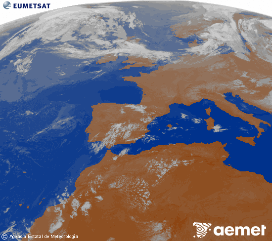 Imagen de la zona de Europa y Norte de �frica del canal infrarrojo del sat�lite Meteosat operacional en 0�N 0�W, procesada para darle color.&nbsp;asteazkena, 2026ko uztailak 22, ordua: 07:00