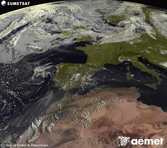 Esta imagen se genera utilizando informaci�n de los canales visibles del sat�lite METEOSAT perteneciente a la segunda generaci�n de sat�lites Meteosat (MSG). Por ese motivo, s�lo hay informaci�n en la zona iluminada por el sol. Adem�s, los canales han sido normalizados para que el brillo no dependa de la posici�n del sol.&nbsp;mercredi, 22 juillet  2026 09:00