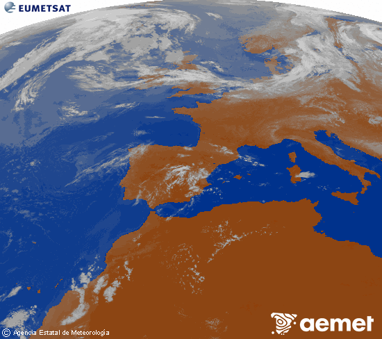 Imagen de la zona de Europa y Norte de �frica del canal infrarrojo del sat�lite Meteosat operacional en 0�N 0�W, procesada para darle color.&nbsp;mi�rcoles, 22 julio 2026 a las 10:00