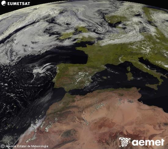 Esta imagen se genera utilizando informaci�n de los canales visibles del sat�lite METEOSAT perteneciente a la segunda generaci�n de sat�lites Meteosat (MSG). Por ese motivo, s�lo hay informaci�n en la zona iluminada por el sol. Adem�s, los canales han sido normalizados para que el brillo no dependa de la posici�n del sol.&nbsp;mi�rcoles, 22 julio 2026 a las 11:00
